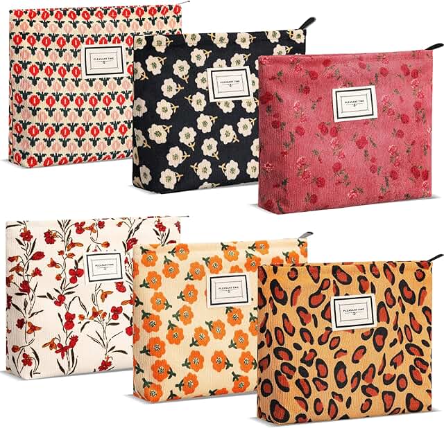 Large Corduroy Makeup Bag Set with Zipper
