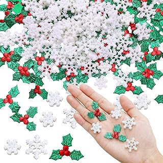 Mini Resin Snowflakes and Holly Leaves for Christmas Crafts