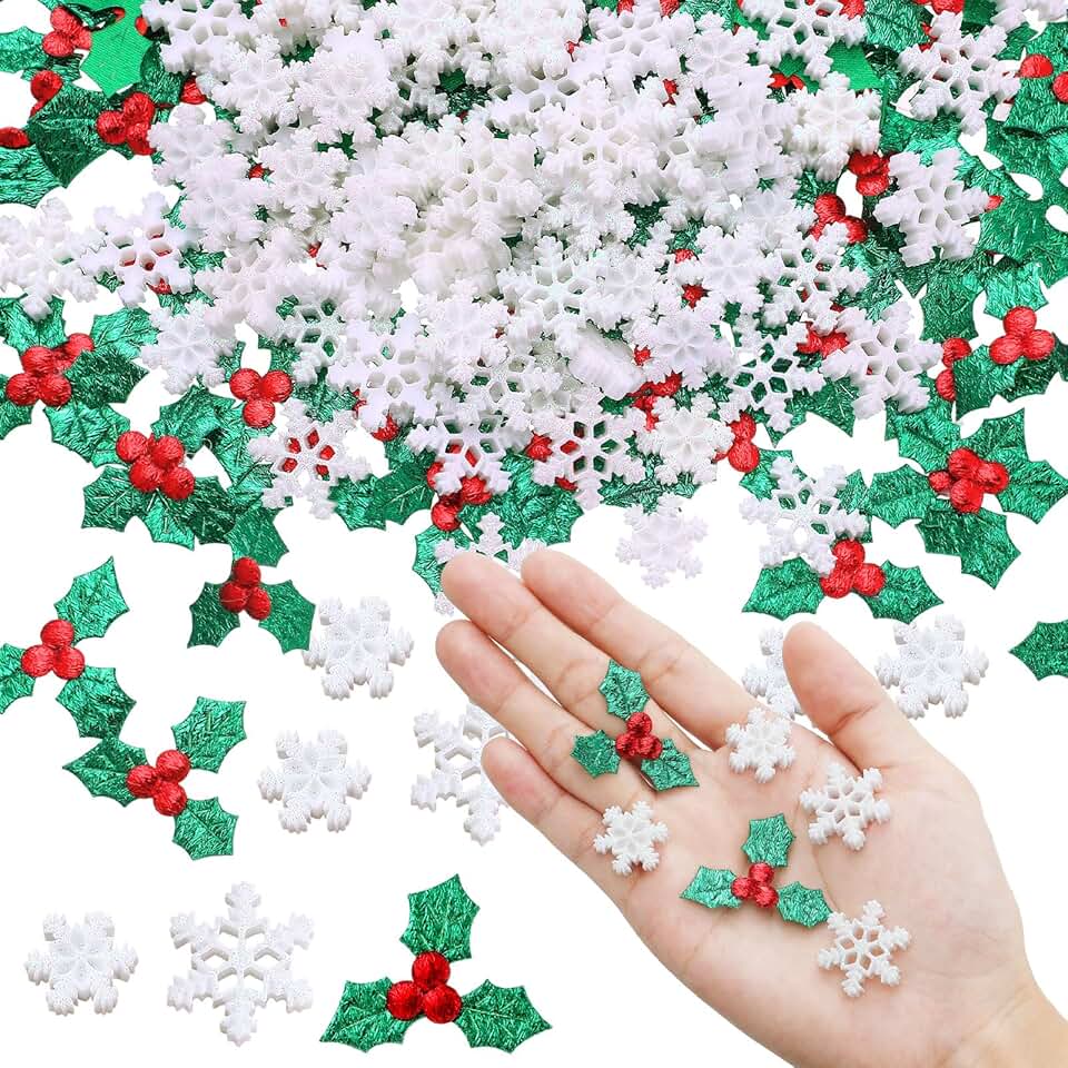 Mini Resin Snowflakes and Holly Leaves for Christmas Crafts