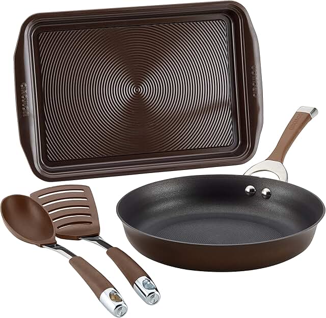 4-Piece Brown Nonstick Cookware Set