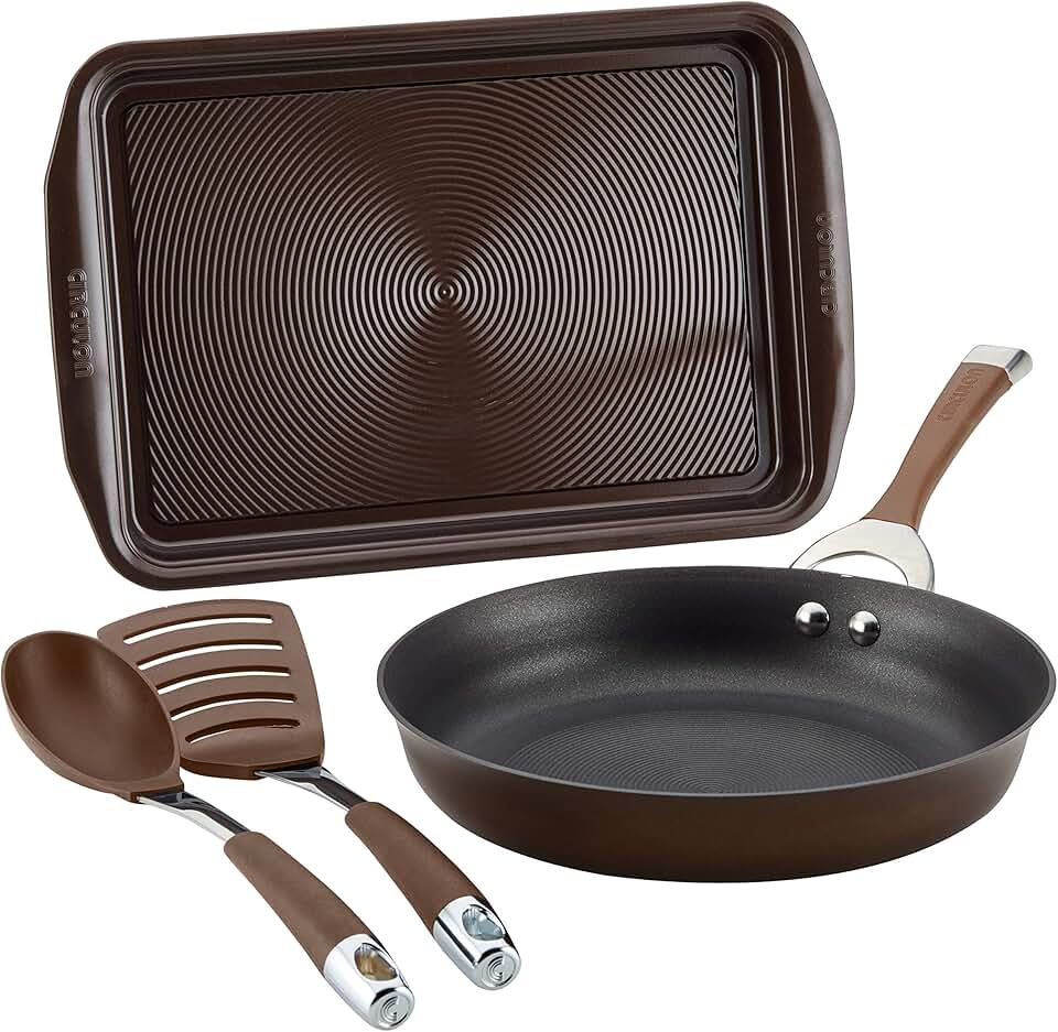 4-Piece Brown Nonstick Cookware Set