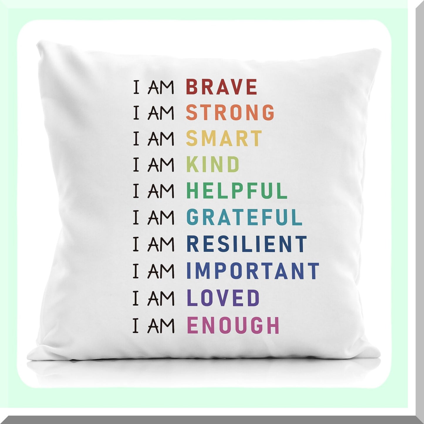 Rainbow Kindness Affirmations Pillowcase - Inspirational Decor for Teens Girls Nursery Room - Positive Affirmations Throw Pillow Cover 18x18 Inch