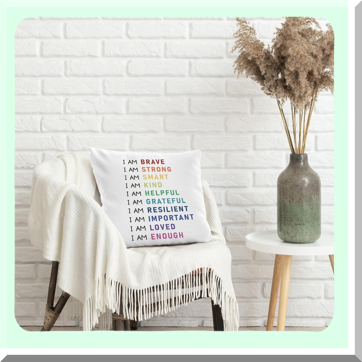 Rainbow Kindness Affirmations Pillowcase - Inspirational Decor for Teens Girls Nursery Room - Positive Affirmations Throw Pillow Cover 18x18 Inch