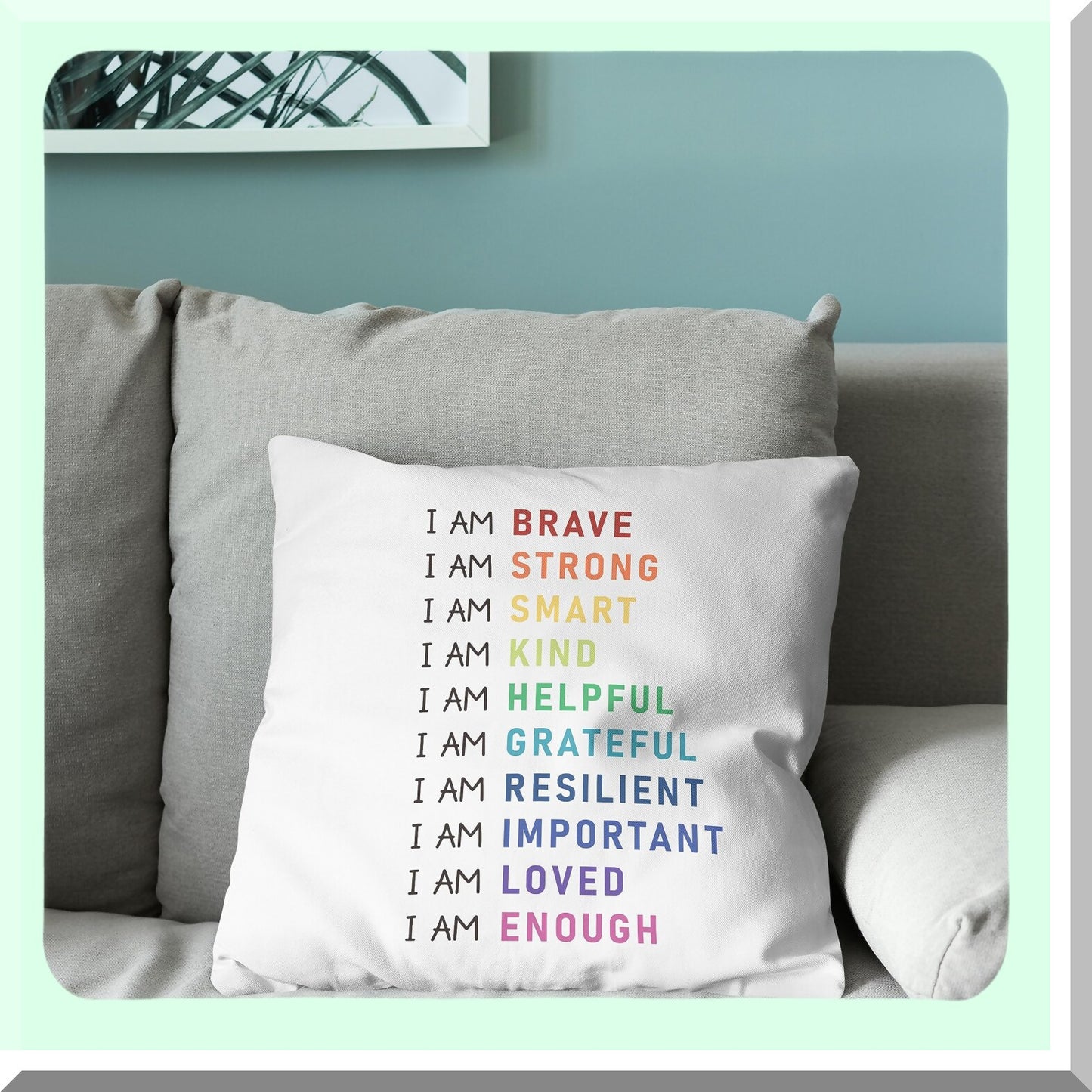 Rainbow Kindness Affirmations Pillowcase - Inspirational Decor for Teens Girls Nursery Room - Positive Affirmations Throw Pillow Cover 18x18 Inch