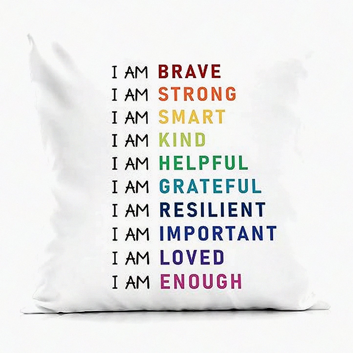 Rainbow Kindness Affirmations Pillowcase - Inspirational Decor for Teens Girls Nursery Room - Positive Affirmations Throw Pillow Cover 18x18 Inch