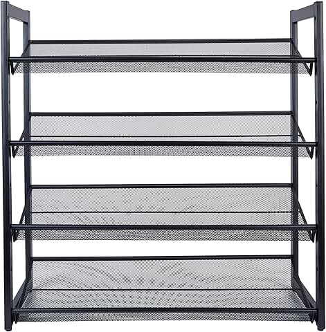 4-Tier Mesh Shoe Rack for 12-16 Pairs
