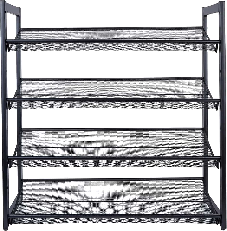 4-Tier Mesh Shoe Rack for 12-16 Pairs