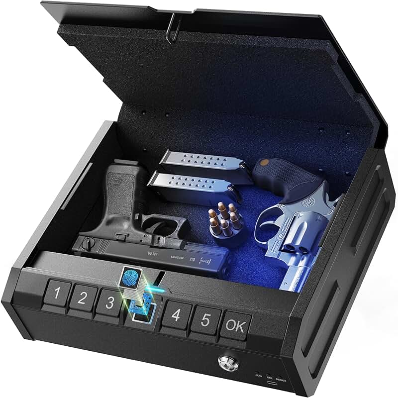 Biometric Fingerprint Gun Safe with Light and Power