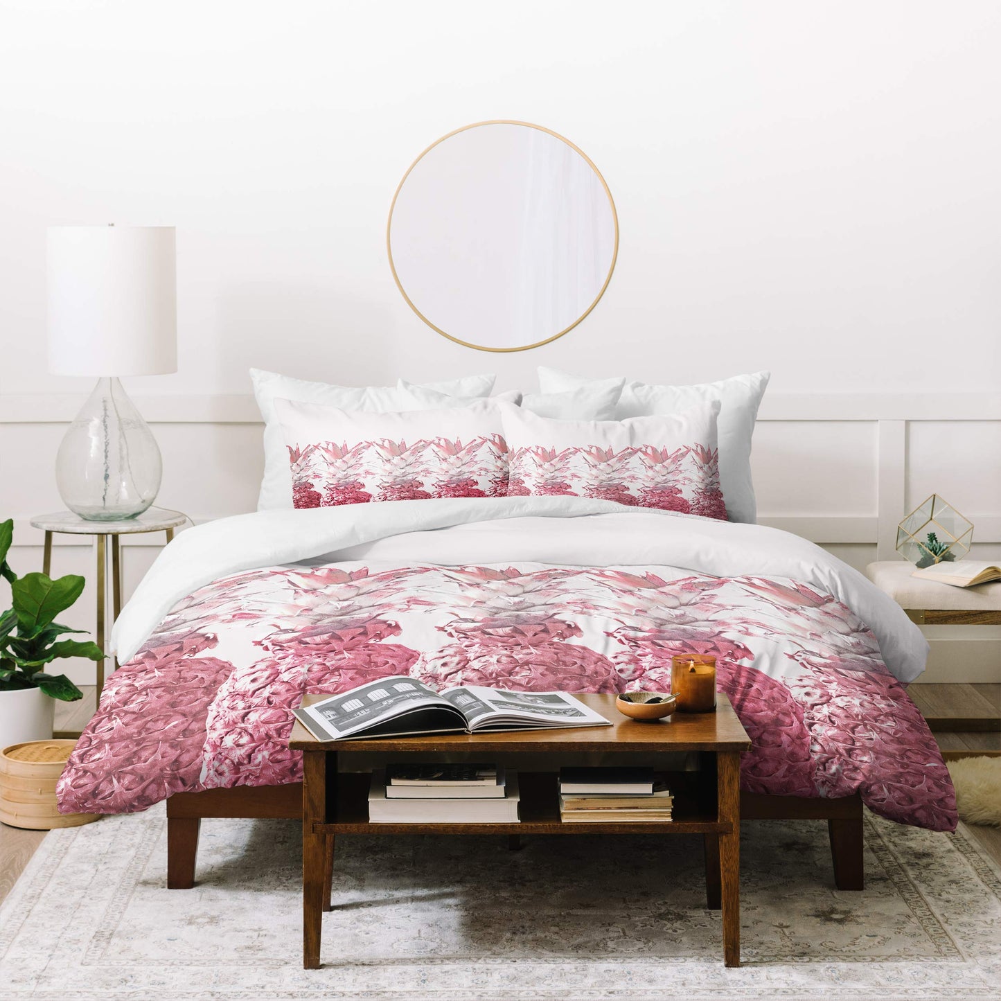 Lisa Argyropoulos Pineapple Blush Jungle Duvet Set with Pillow Sham, Twin, Pink