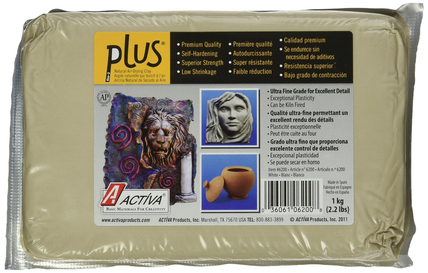 White Plus Natural Self-Hardening Clay 2.2 lbs