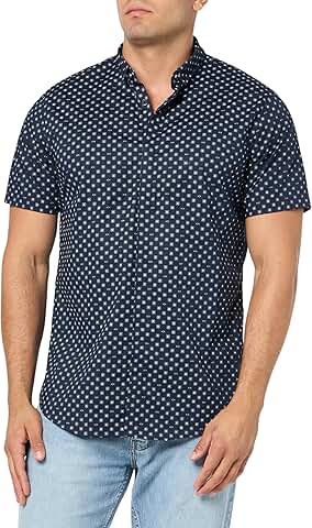 Men's Slim Fit Short Sleeve Micro Print Shirt