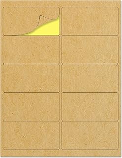 4x2 Inch Kraft Labels, 30 Sheets, 300 Stickers