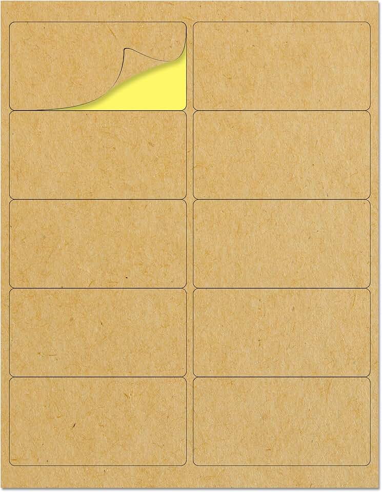 4x2 Inch Kraft Labels, 30 Sheets, 300 Stickers