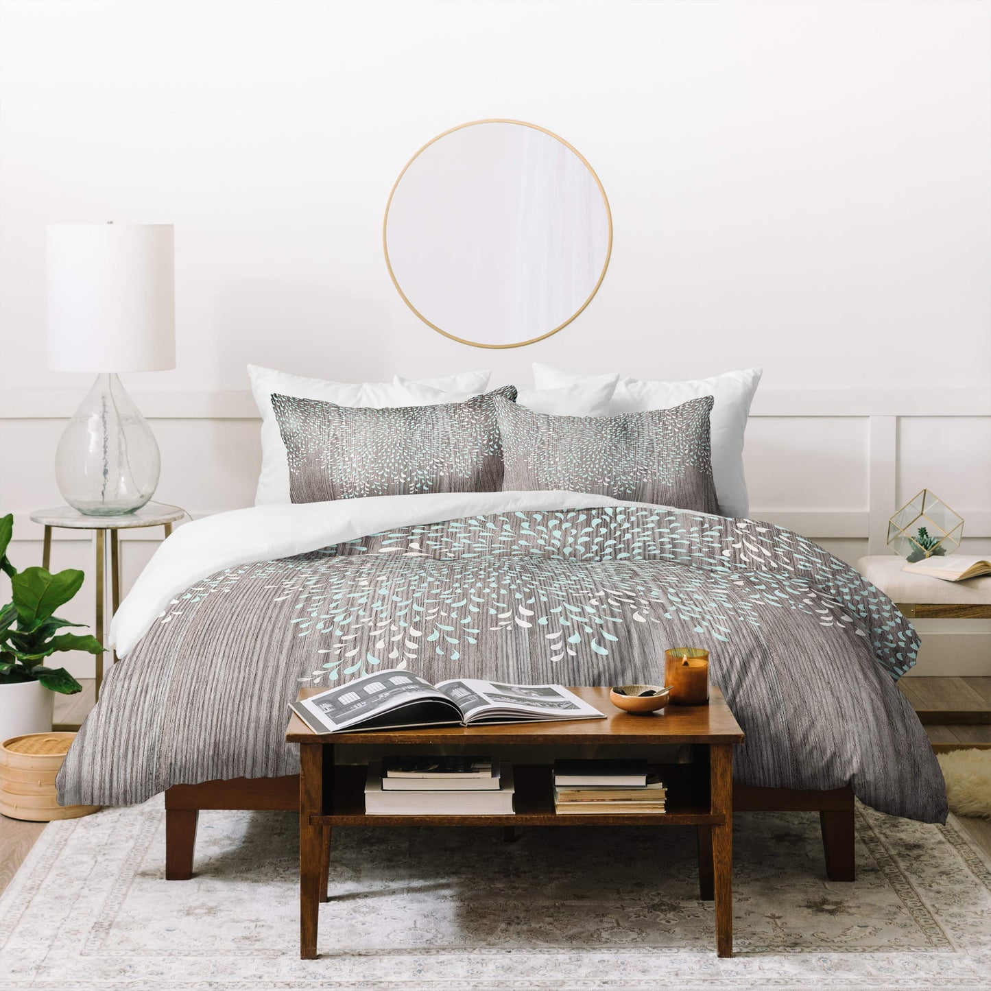 Iveta Abolina Coastal Raindrops Duvet Set with Two Pillow Shams, King, Grey
