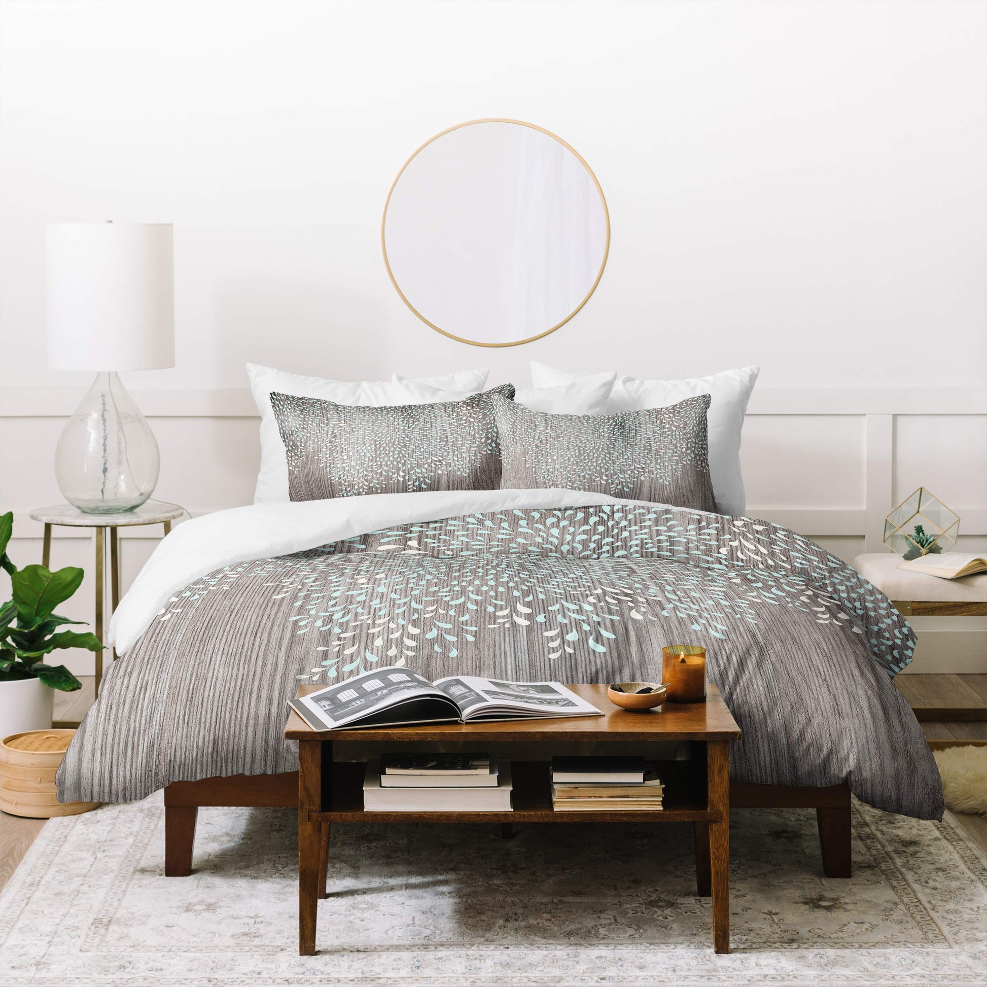 Iveta Abolina Coastal Raindrops Duvet Set with Two Pillow Shams, King, Grey