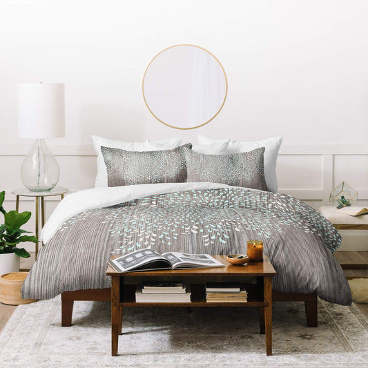 Iveta Abolina Coastal Raindrops Duvet Set with Two Pillow Shams, King, Grey