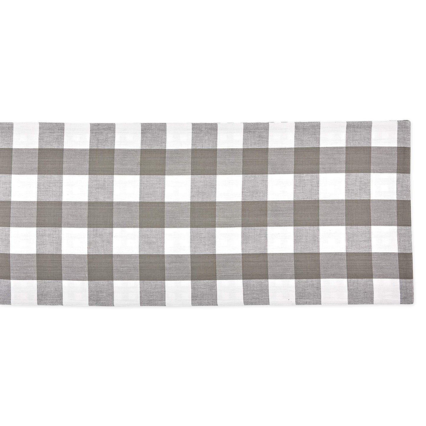 Gingham Check Tabletop  Gray, Table Runner, 14x108