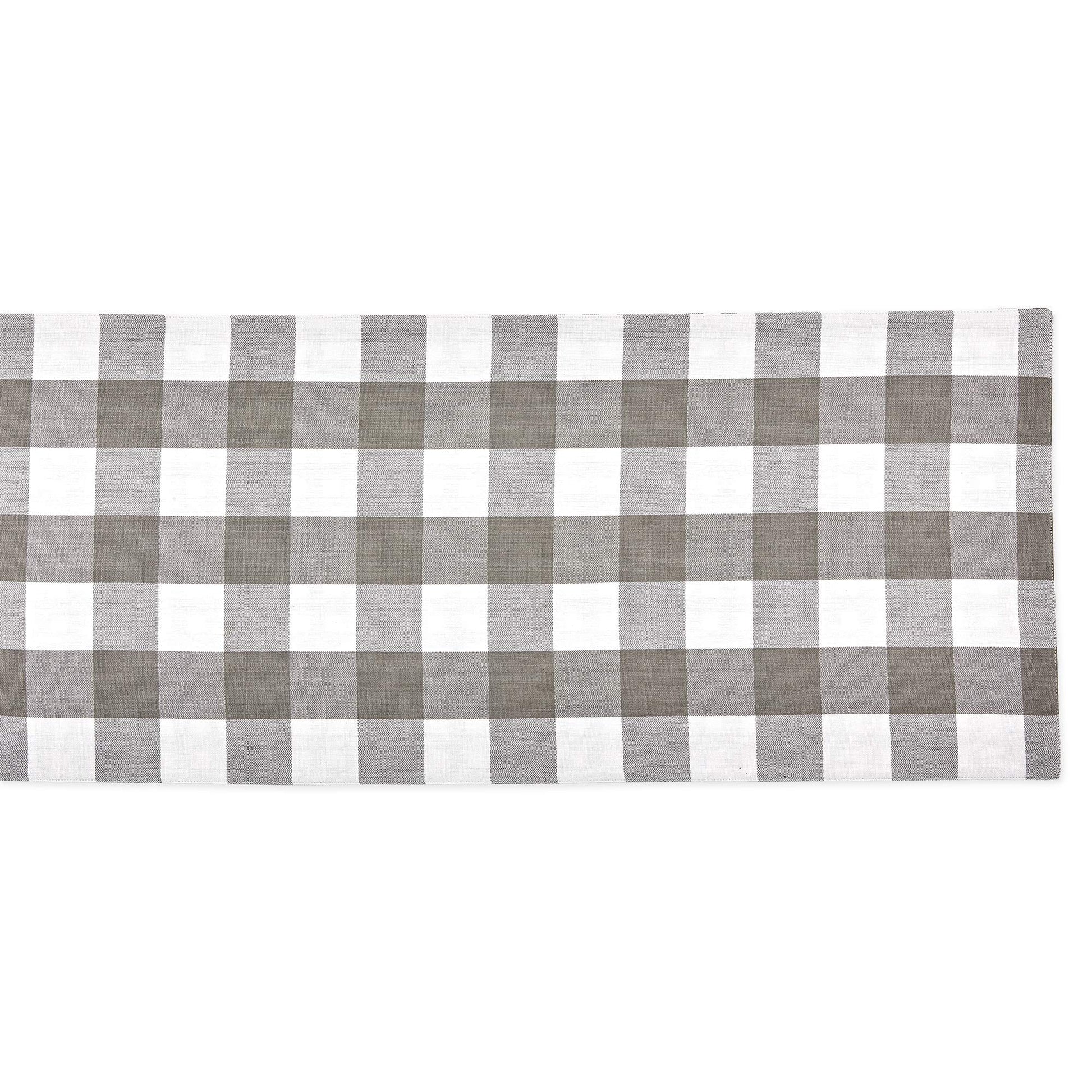 Gingham Check Tabletop  Gray, Table Runner, 14x108
