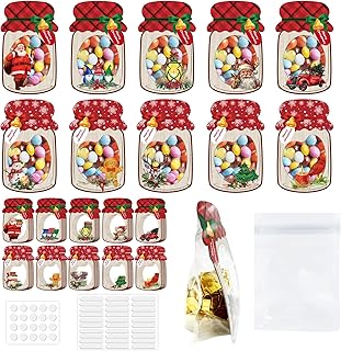 50 Christmas Mason Jar Candy Card Kit with 10 Designs
