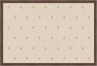 Beige Botanical Fabric Pinboard, 38 x 26, with Brown Frame