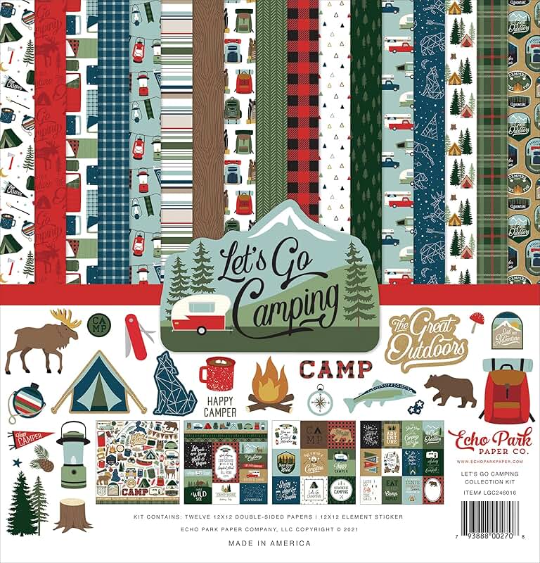 Let's Go Camping Collection Kit Paper, 12x12 Inches