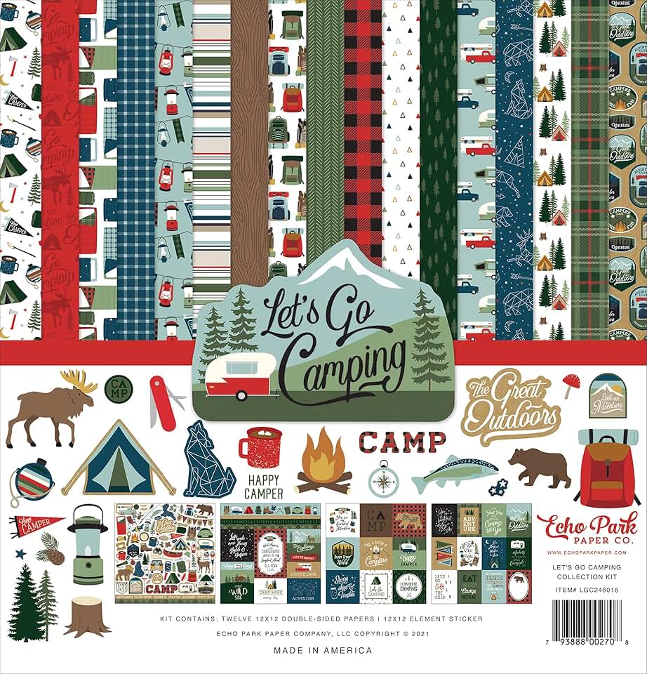 Let's Go Camping Collection Kit Paper, 12x12 Inches