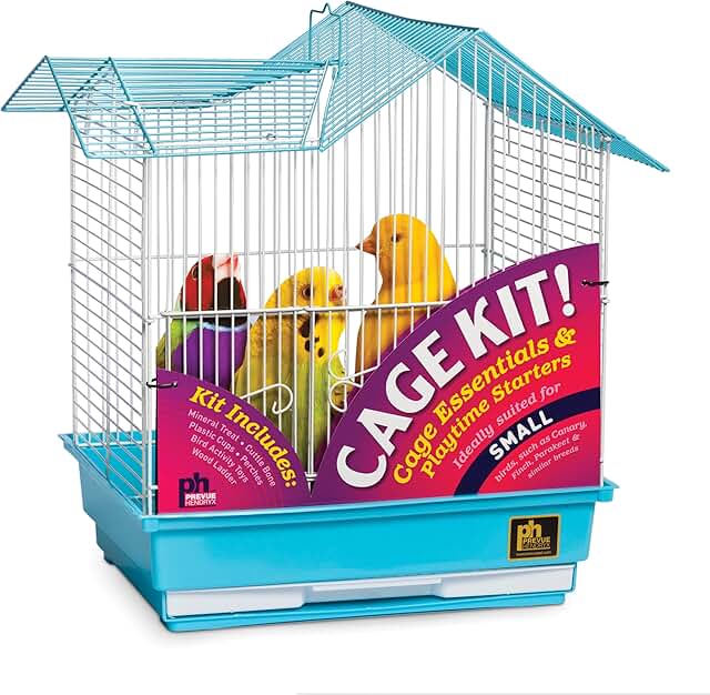 Double Roof Bird Cage Kit in Blue and White