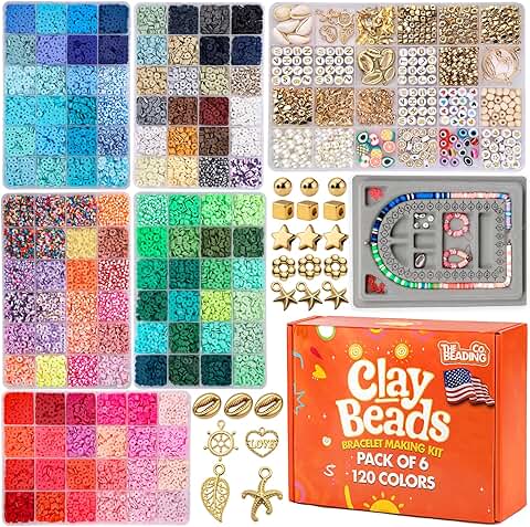 Clay Beads Bracelet Making Kit with 120 Colors and Charms