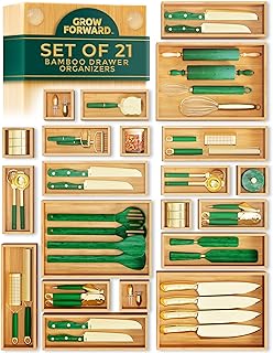 Set of 21 Wooden Drawer Organizer Boxes for Storage