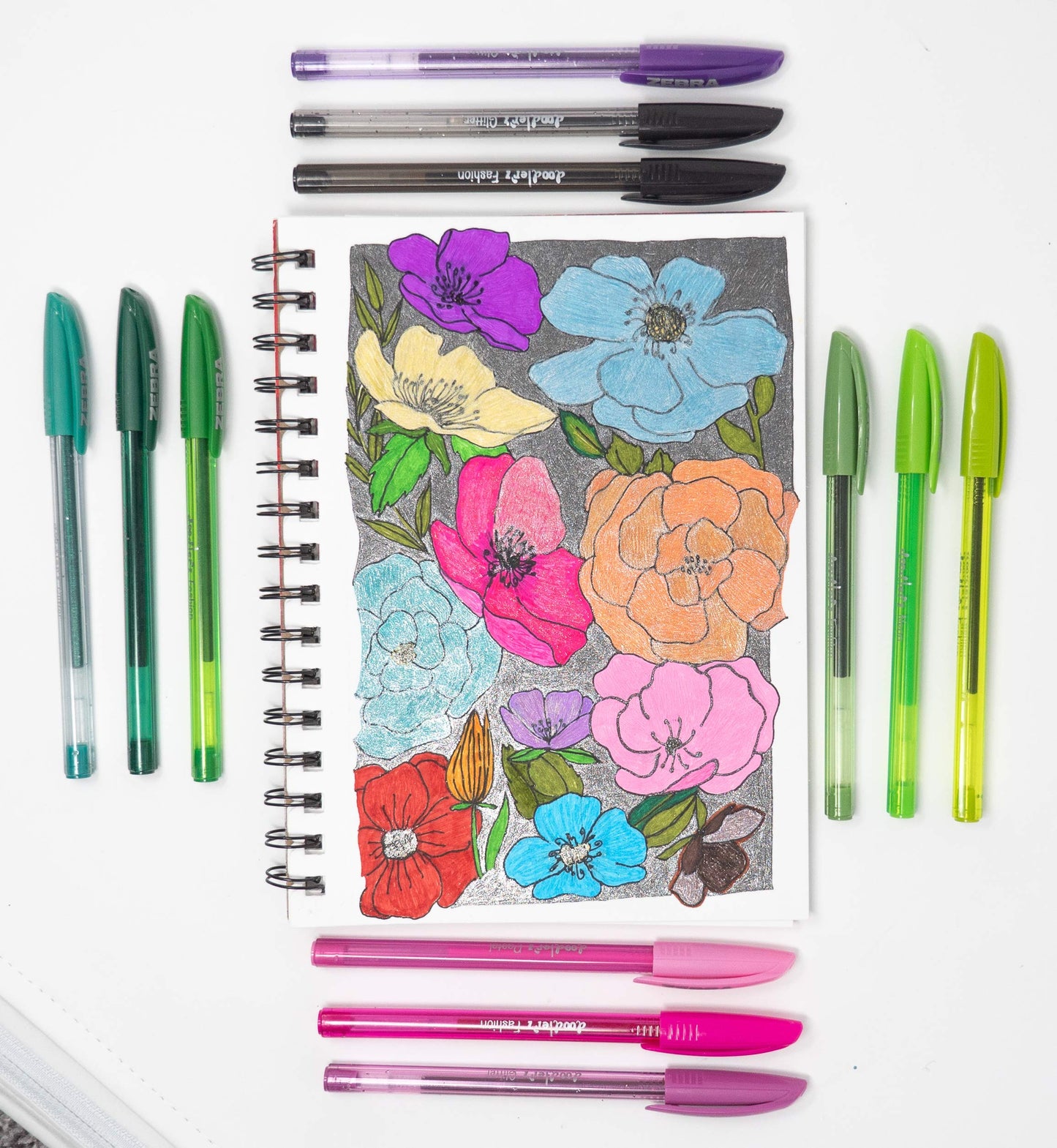 10 Assorted Glitter Gel Pens with Bold 1.0mm Tips