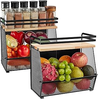 Magnetic Shelf with Wood Lid for Fridge, 2 Pack