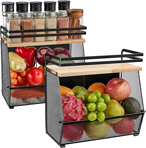 Magnetic Shelf with Wood Lid for Fridge, 2 Pack