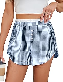 Women's High-Waisted Gingham Pajama Shorts
