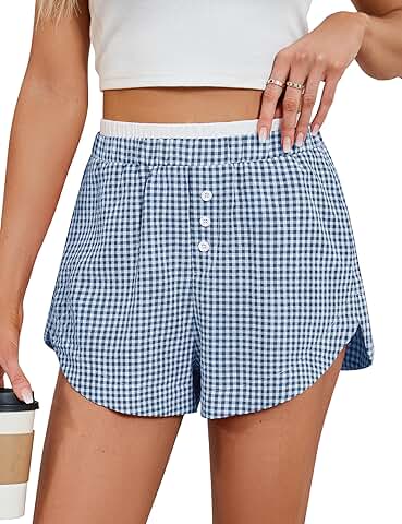 Women's High-Waisted Gingham Pajama Shorts