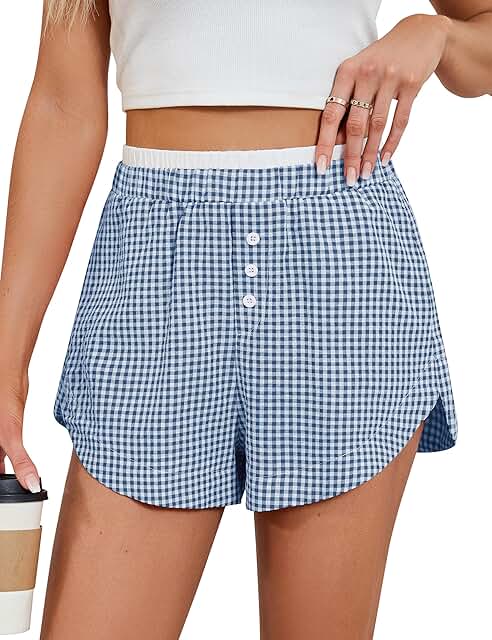 Women's High-Waisted Gingham Pajama Shorts