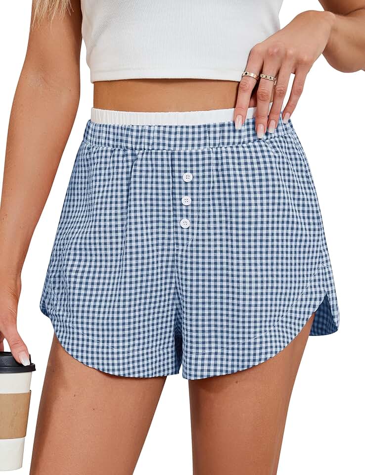 Women's High-Waisted Gingham Pajama Shorts