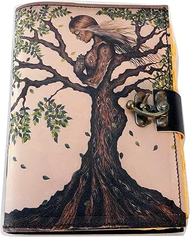Handmade Leather Journal with Tree of Life Design