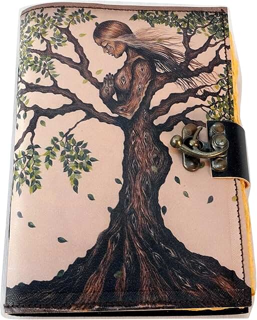 Handmade Leather Journal with Tree of Life Design
