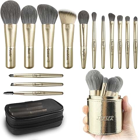 14-piece travel makeup brush set with case
