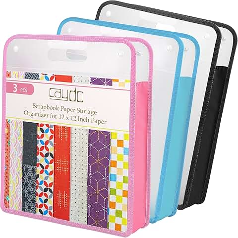 3-Pack Clear Scrapbook Paper Organizer with Handle