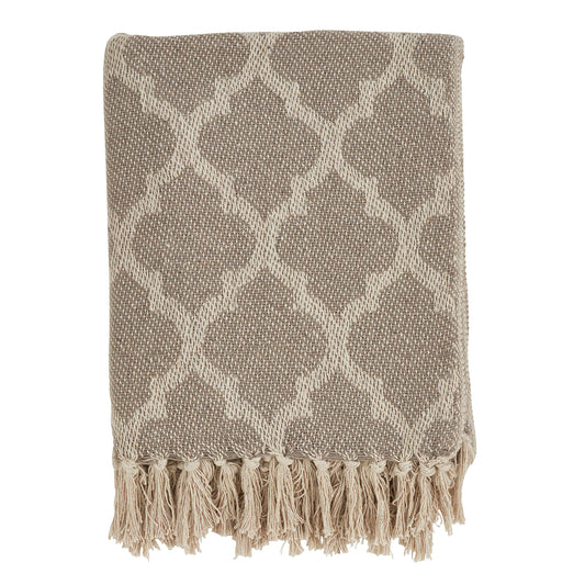 Sevan Moroccan Tile Cotton Throw, 50" x 60", Grey