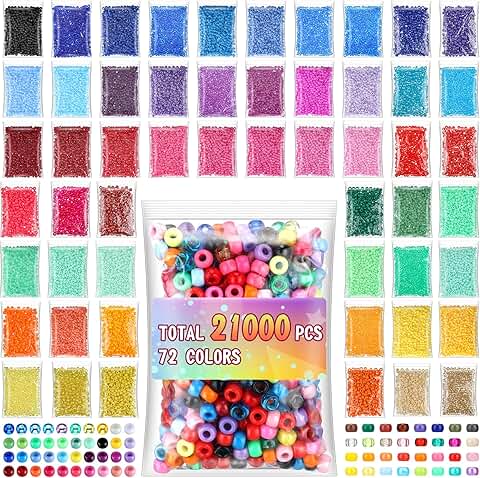 Bulk 21,000 Pony Beads for Jewelry and Crafts