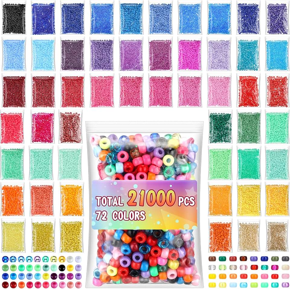 Bulk 21,000 Pony Beads for Jewelry and Crafts