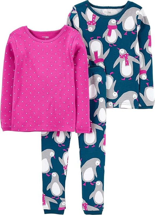Baby 3-Piece Cotton Pajama Set with Penguin and Dots