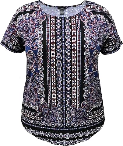 Plus Size Scarf Print Top