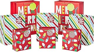 Set of 8 Christmas Gift Bags in assorted sizes and colors