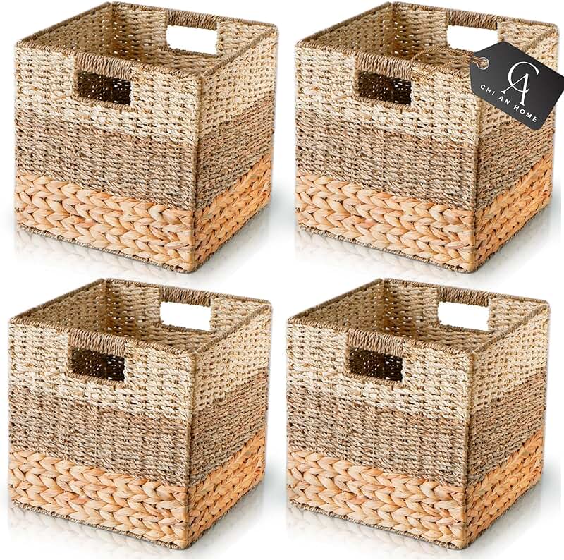 Set of 4 11-Inch Woven Storage Baskets