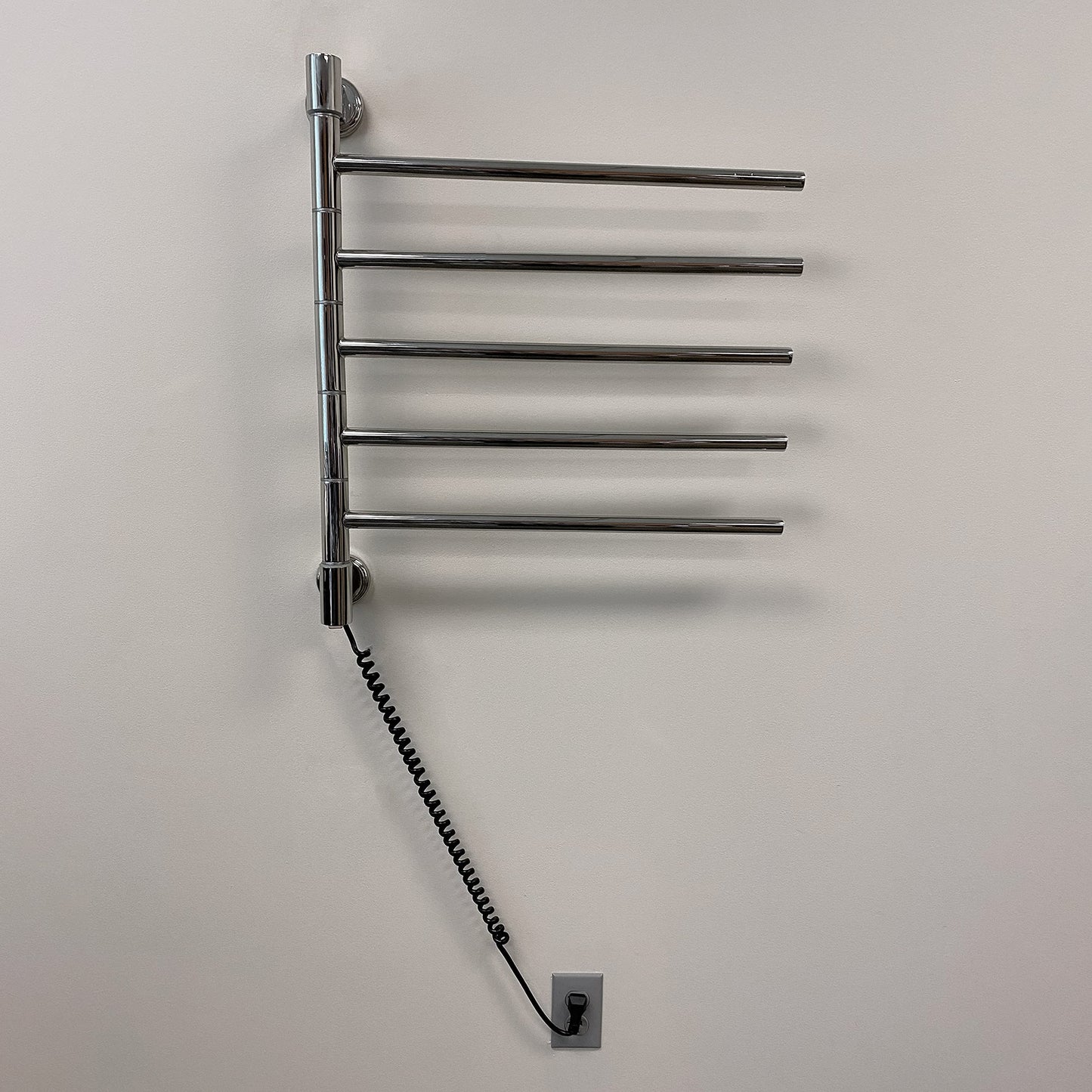 Swivel Medium Jack J-D005P 5-Bar Plug-in Heated Towel Rack in Polished
