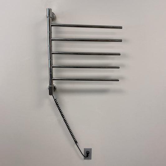 Swivel Medium Jack J-D005P 5-Bar Plug-in Heated Towel Rack in Polished