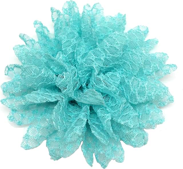 Set of 10 turquoise lace petal fabric flowers, 4 inches